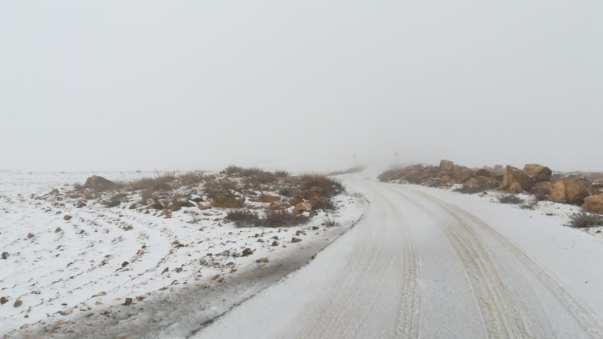 الأردن | مشاهد للهطولات والتراكمات الثلجية في جنوب المملكة السبت 19/2/2022
