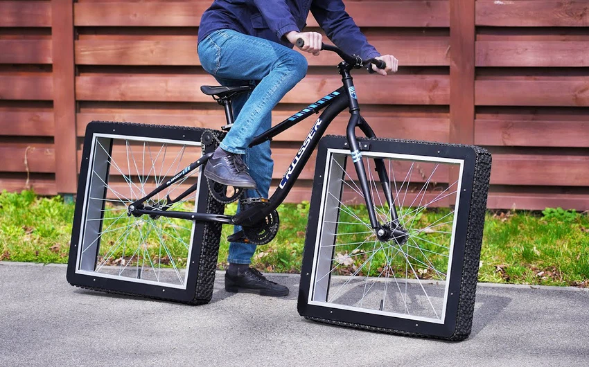 The strangest innovations: a bicycle with square wheels.. How is that?!