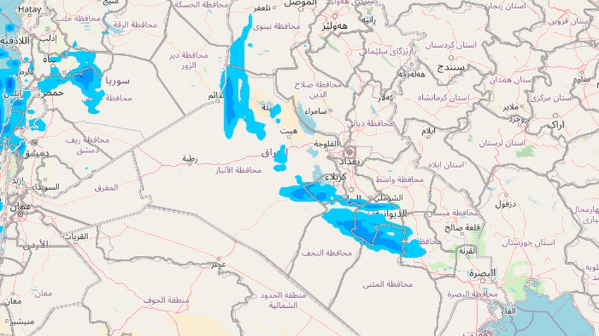 العراق | زخات من المطر على مناطق عشوائية الثلاثاء قد تكون رعدية أحيانا