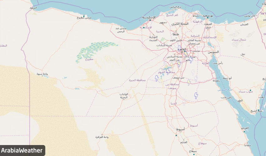 البروق على القاهرة وأجزاء من مصر العليا الثلثاء 24-02-2020