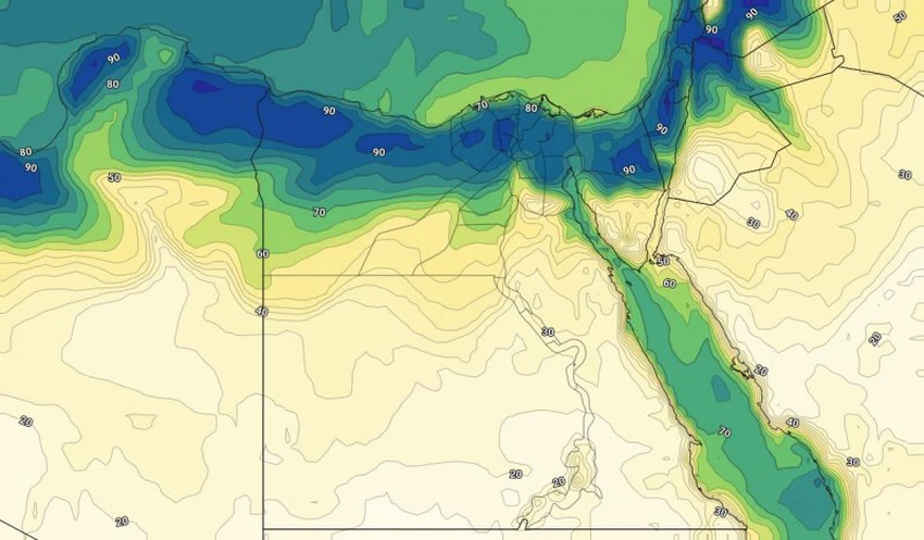 الرطوبة السطحية على مصر الثالث عشر من يوليو 2019