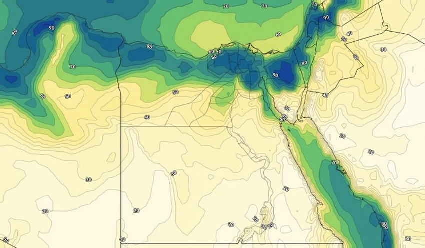 الرطوبة السطحية ليوم الخميس 4 يوليو 2019مساءً