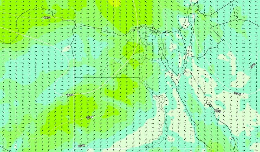 الرياح الجنوبية النشطة المتوقعة يوم  الأثنين