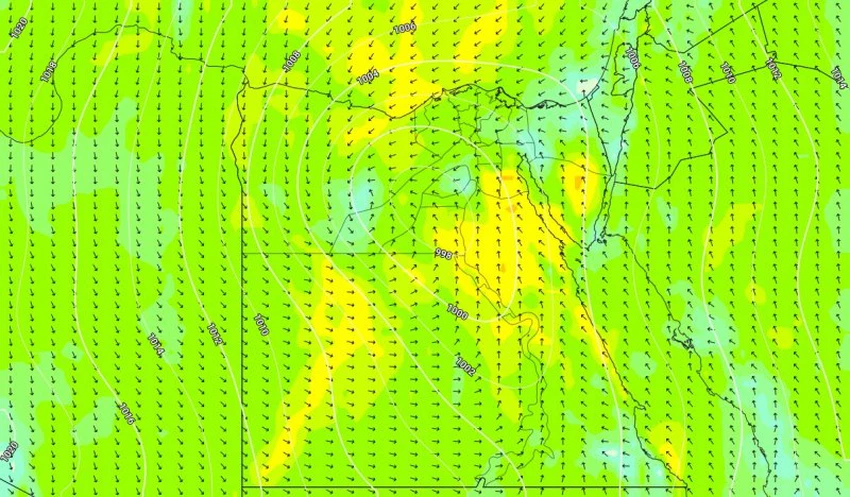 الرياح النشطة والاتربة المتوقعة على مصر خلال الحالة الجوية