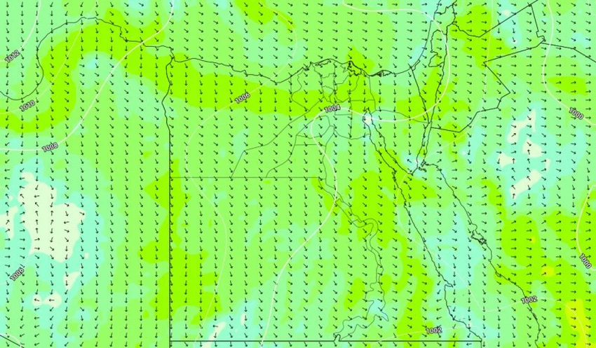 الضغط الجوي والرياح السطحية المؤثرة على مصر ليوم السبت