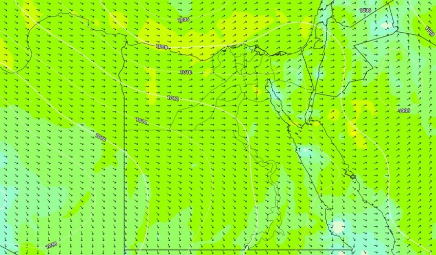 الضغط الجوي والرياح السطحية يوم الخميس 12-12-2019