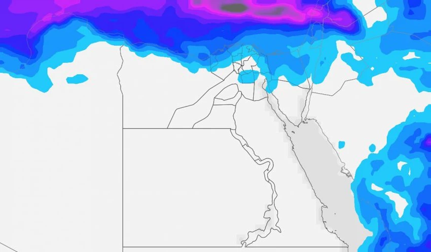 الهطول التراكمي المتوقع خلال الاسبوع