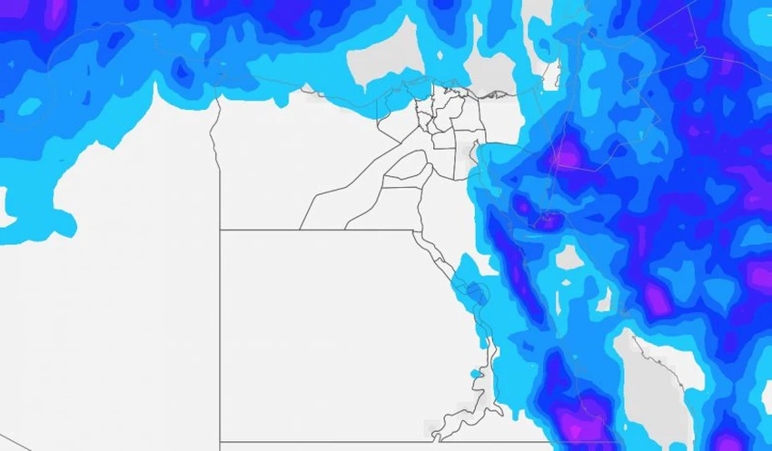 الهطول التراكمي للأسبوع الثاني من شهر نوفمبر على مصر