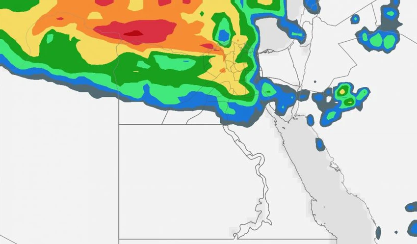 الهطول التراكمي للأمطار خلال الحالة خلال يومي السبت والأحد