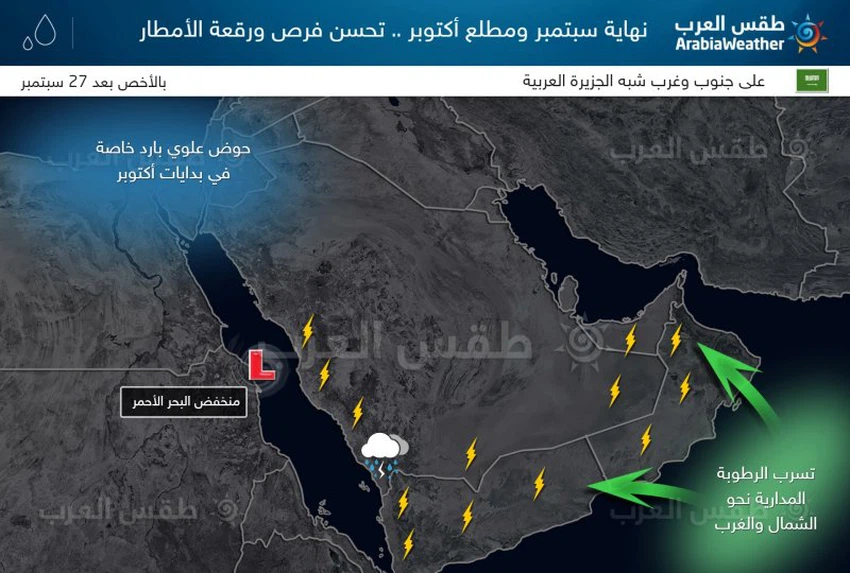 طقس العرب - ارتفاع فرص الأمطار