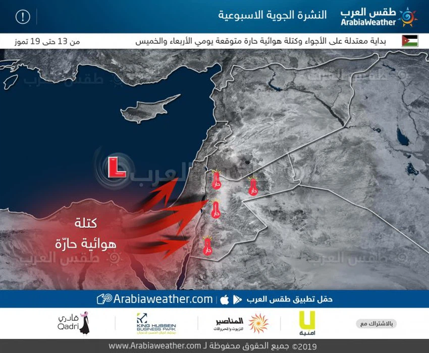 طقس العرب - كتلة حارة طقس الاسبوع الاردن