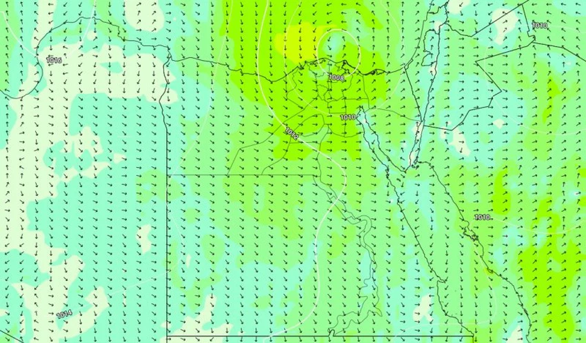 الضغط الجوي وسرعة الرياح الجمعة 25-10-2019