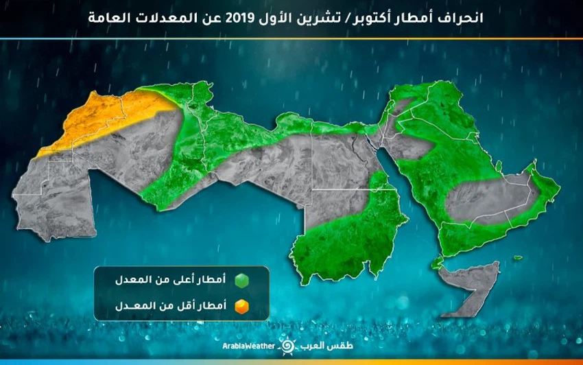 النشرة الجوية الشهرية للجزيرة العربية بما فيها السعودية