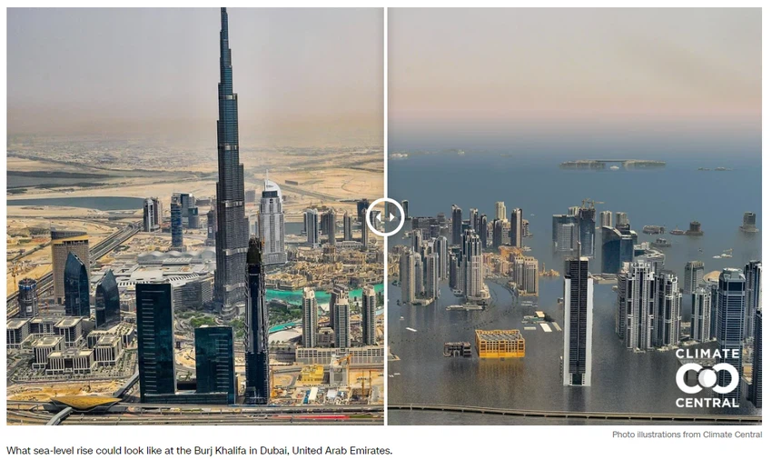 كيف يمكن أن يؤثر ارتفاع منسوب مياه المحيطات جراء التغير المناخي على دبي ومدن أخرى؟ طقس العرب